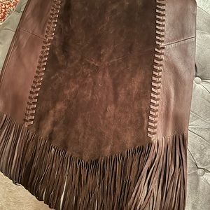 Leather Skirt with Fringe
